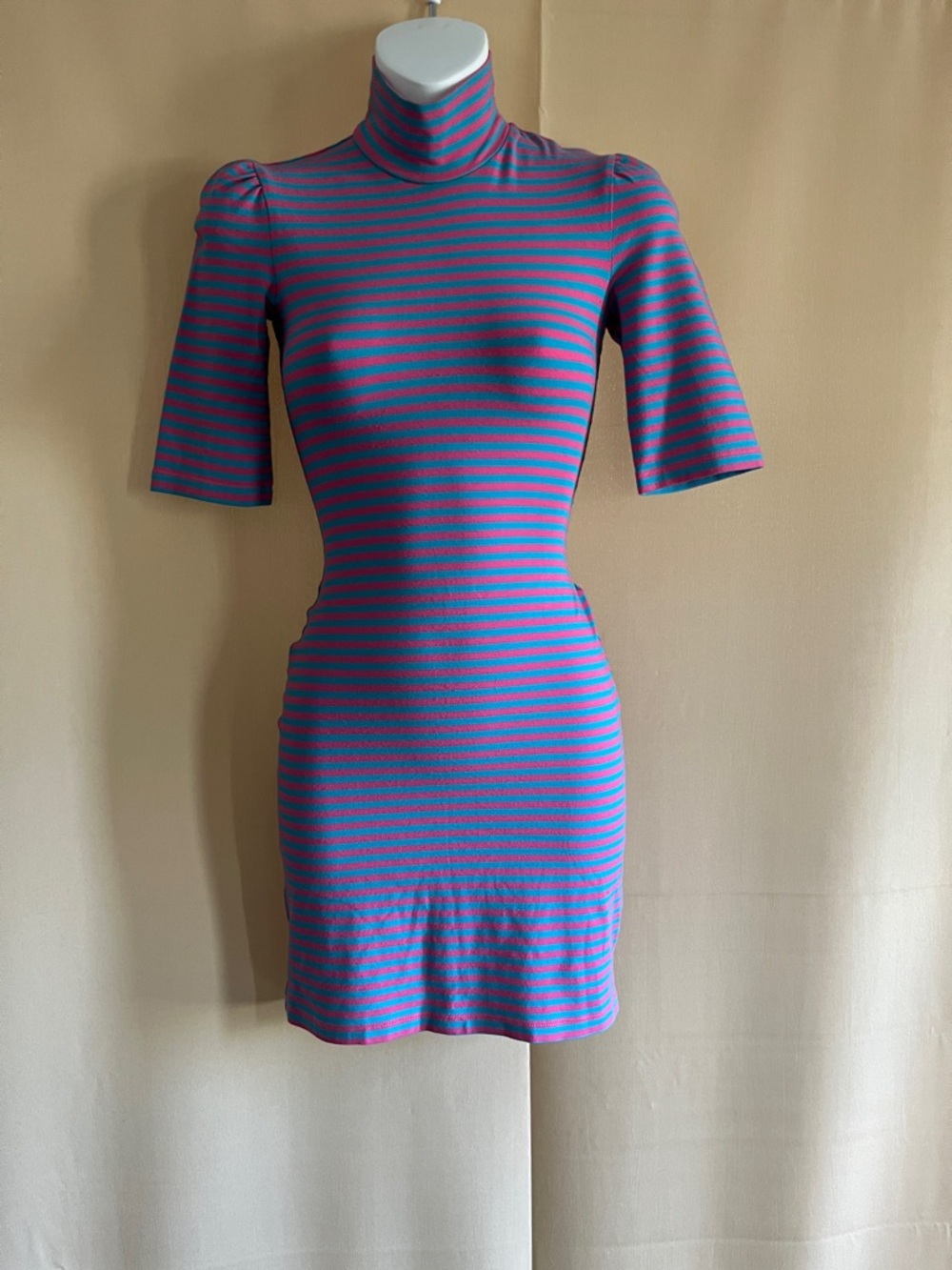 Betsey Johnson Purple & Pink Striped Turtleneck Mini Dress